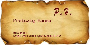 Preiszig Hanna névjegykártya